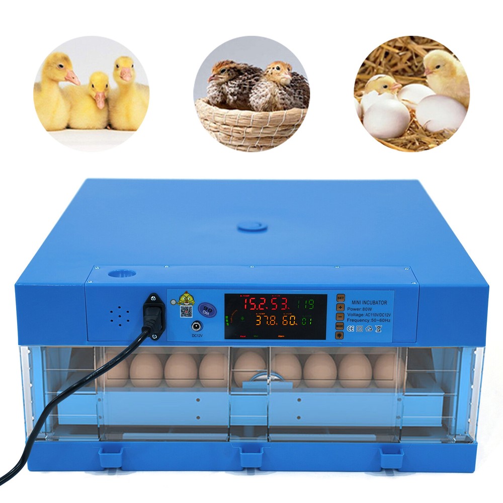 64 Eggs Incubator Temperature Control Automatic Digital Chicken Egg Hatcher New