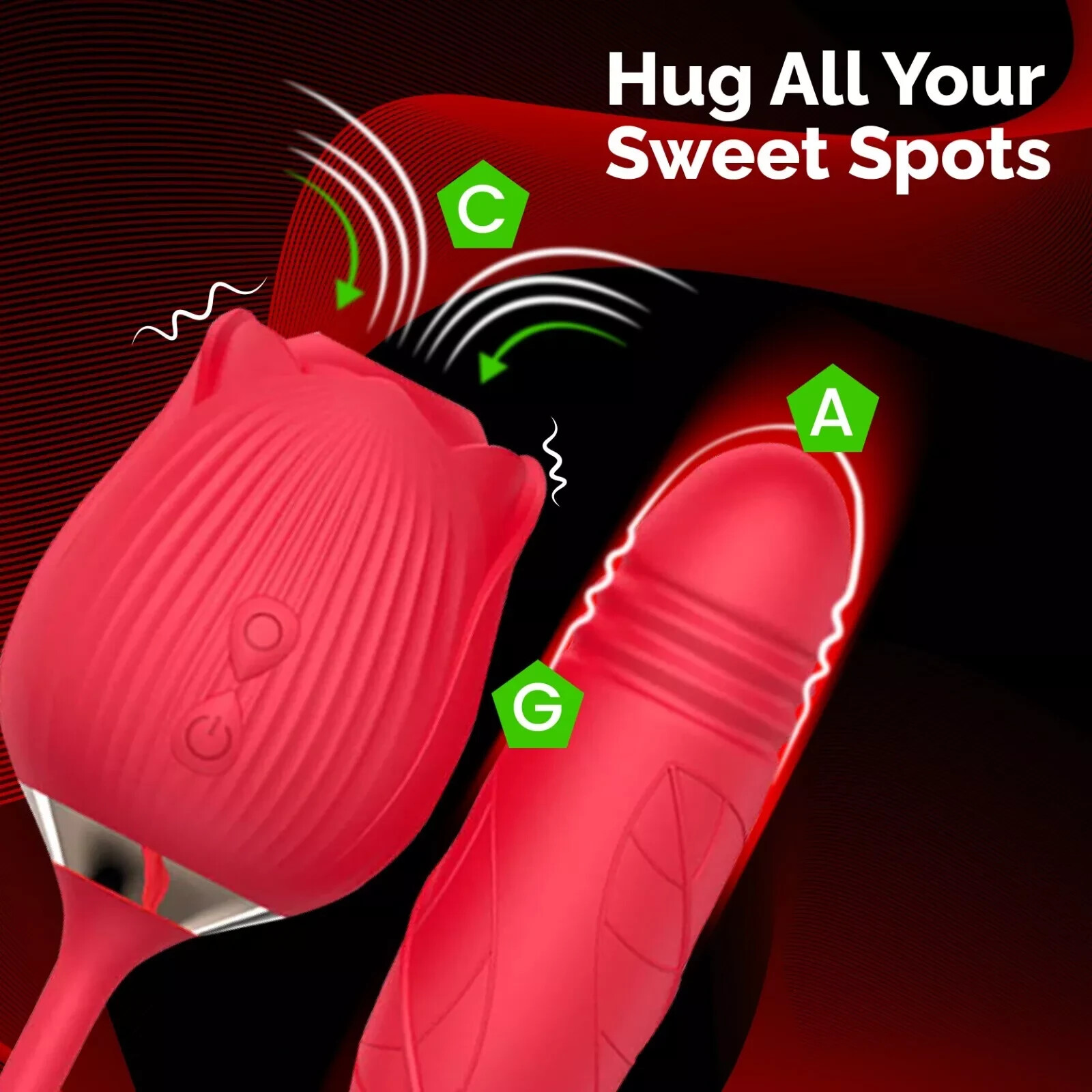 Rose Shape Sucking Vibrator Clitoral G-spot Suction Sex Toy 10 Speed WaterProof