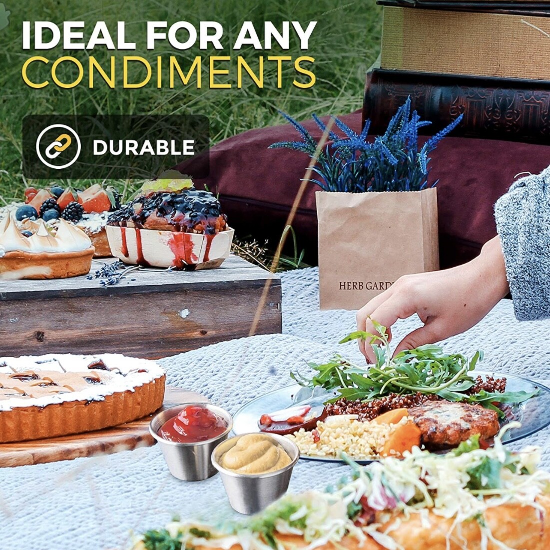 2.5 oz Sauce Cups Stainless Steel Condiment Portion Cup Dipping Sauce Cup