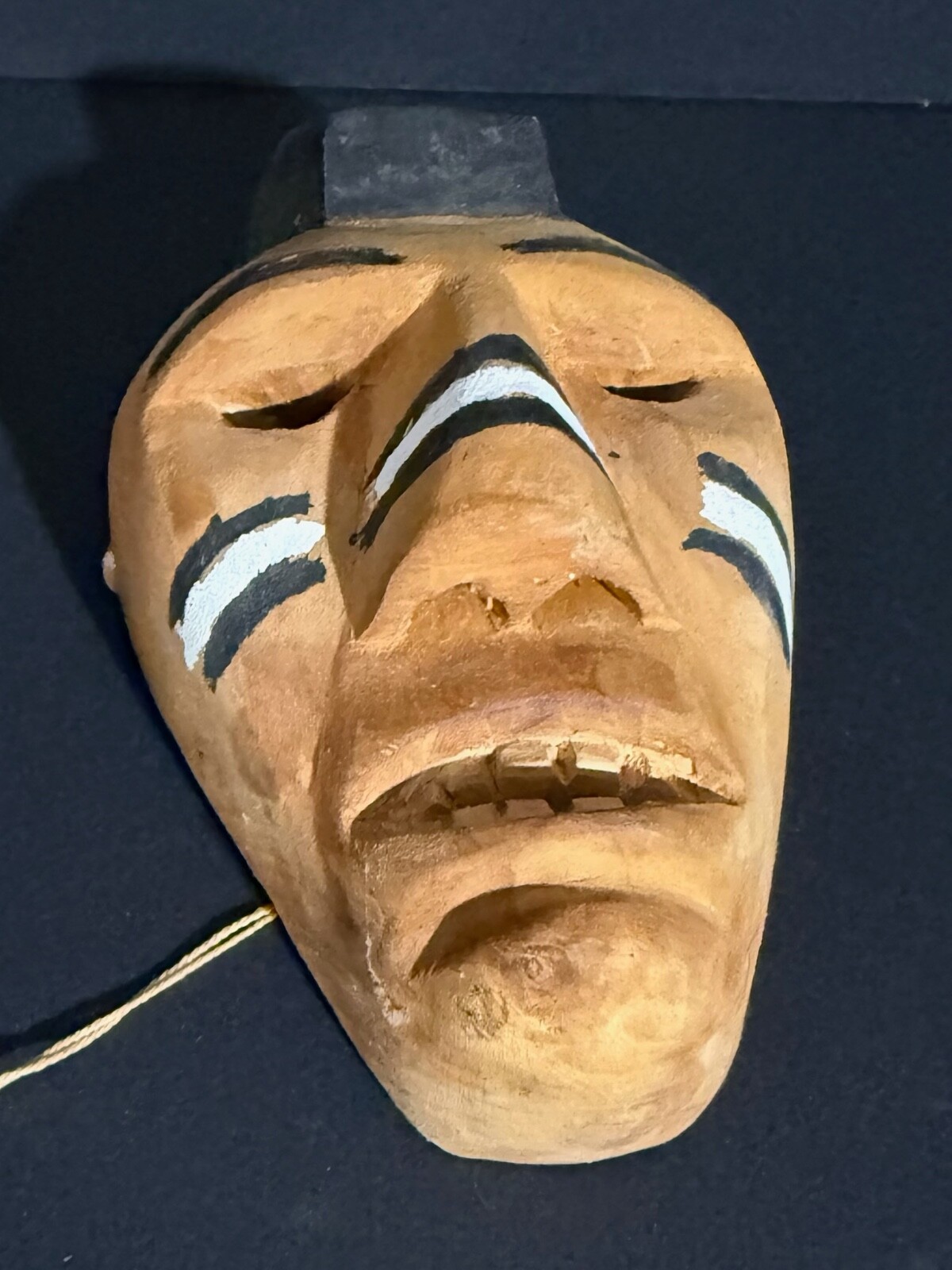 WILL LONG CHEROKEE BUCKEYE “WARRIOR” MASK, ORIGINAL QUALLA TAG, MINT!