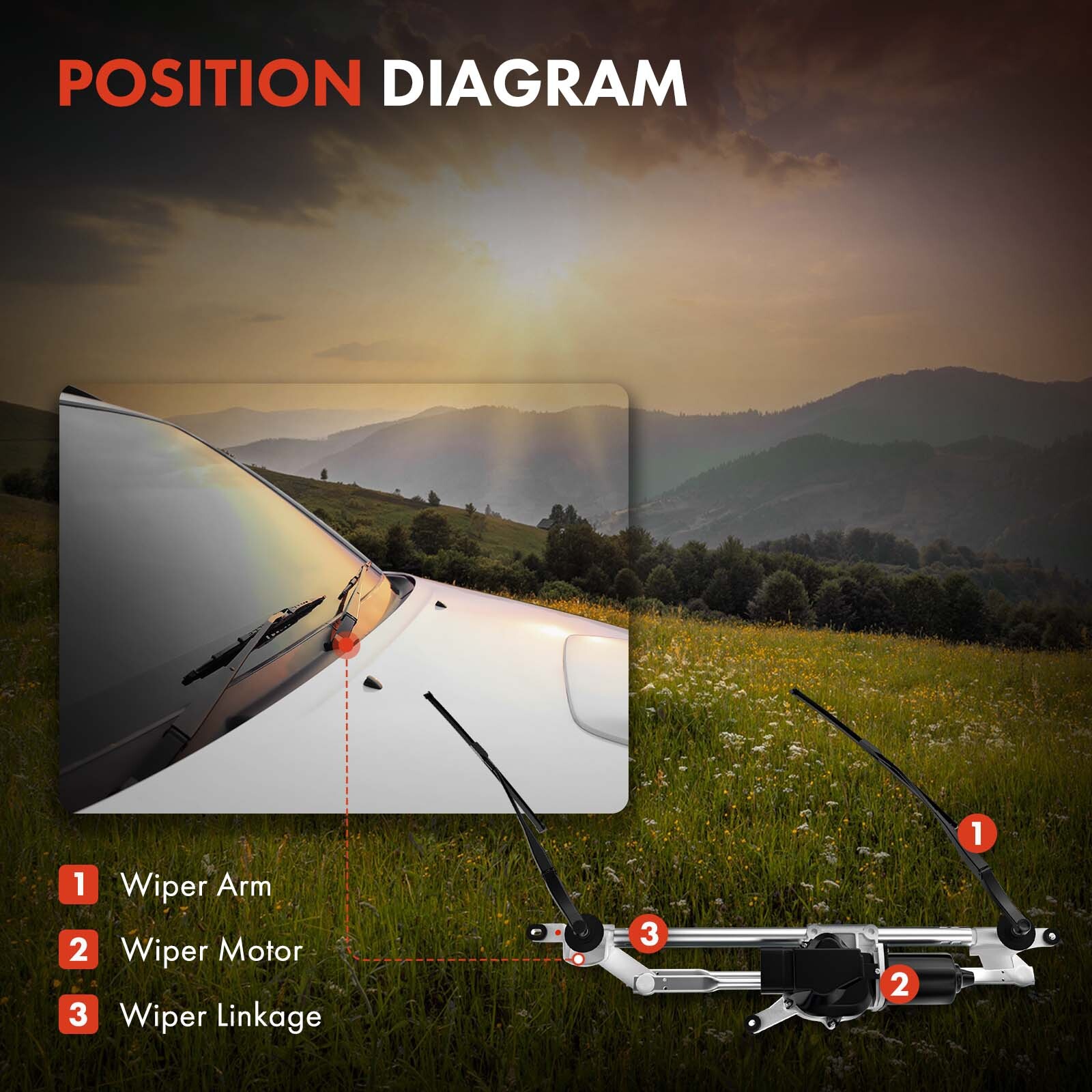 Windshield Wiper Linkage for Dodge Ram 1500 2500 3500 4500 2005-2010 3.7L 6.7L