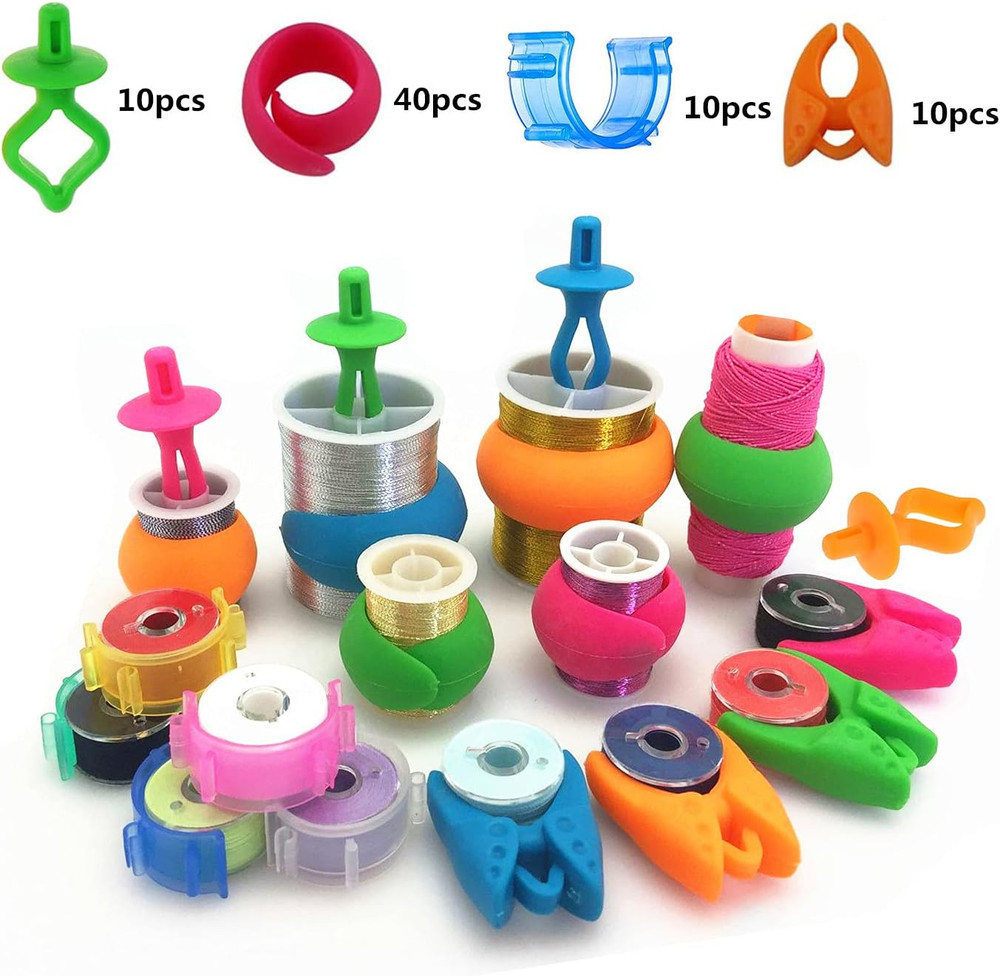 Fbshicung 70Pcs Thread Spool Huggers -Thread Spool Savers/Bobbin Holders/Bobbin