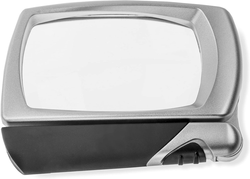 Carson LED Lighted 2.5X Rectangular Magnifier Folding Handle Silver MJ-30