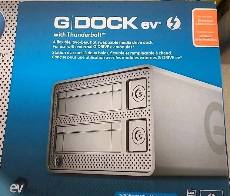 G-Technology G-DOCK EV Thunderbolt Raid Array w/2 - 1 TB USB-3 Drives & Manuals