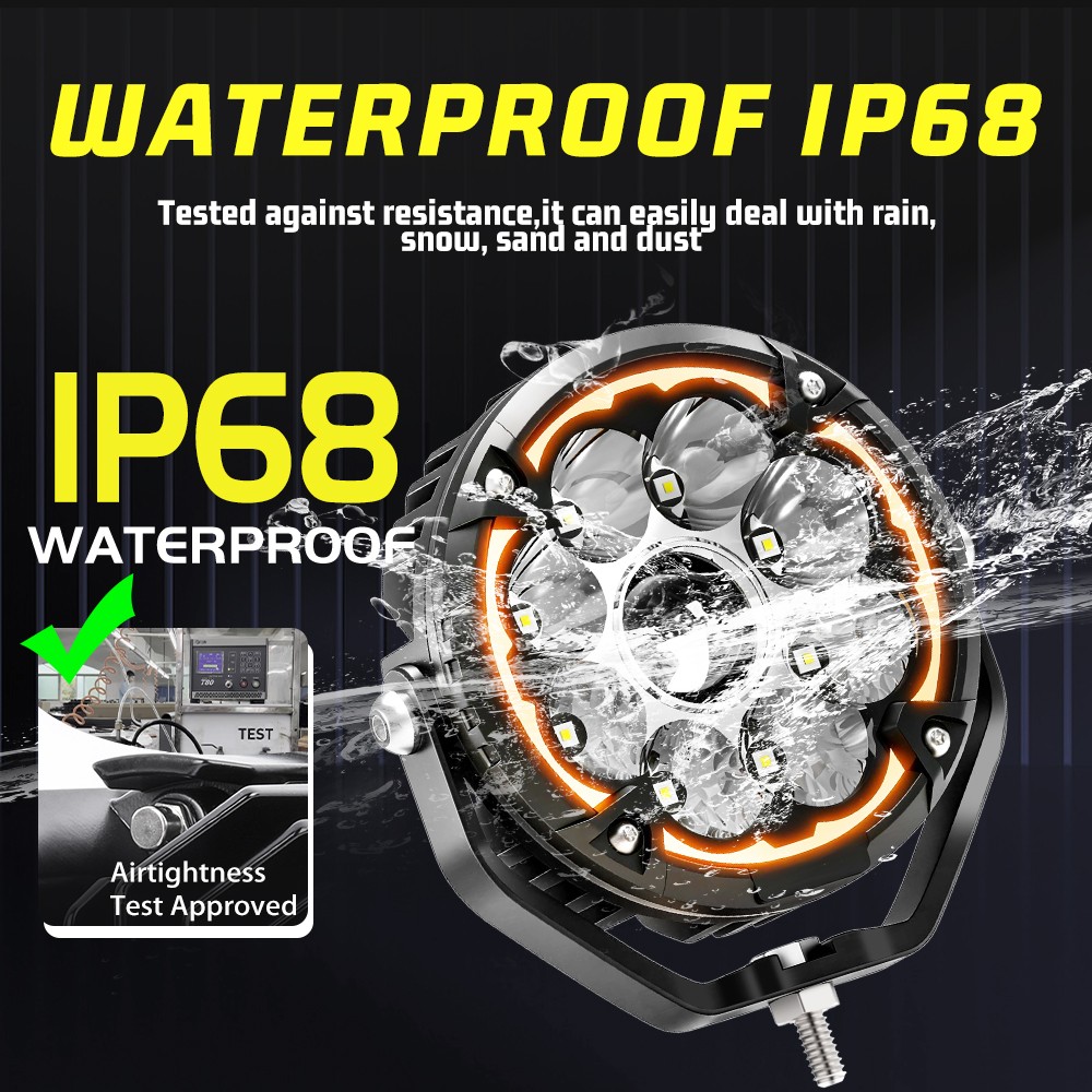 Pair LED Auxiliary Driving Spot Fog Lights Hi/low Beam Motorcycle Adventure Bike