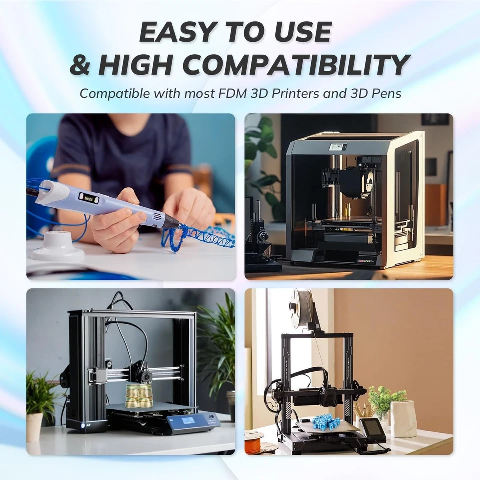 Silk 3D Printer Filament PLA Bundle, Shiny Multicolor Rainbow Filament Pack,