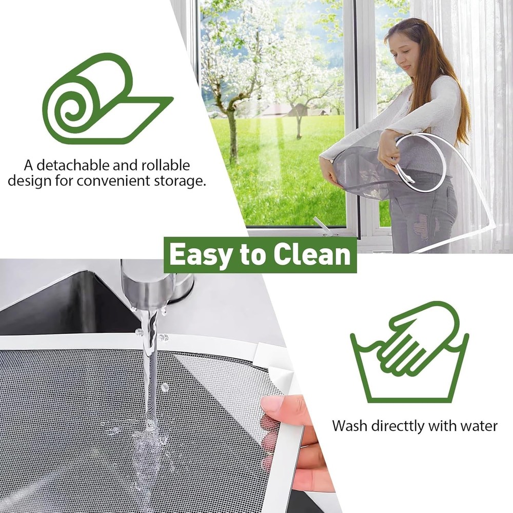 Window Screen Adjustable Magnetic Window Screen Replacement Max 39” x 59” DIY