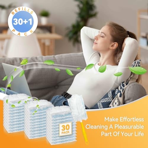 Dusters Refills Compatible with Swiffer Duster Handle Models, 180° One 30 Pack