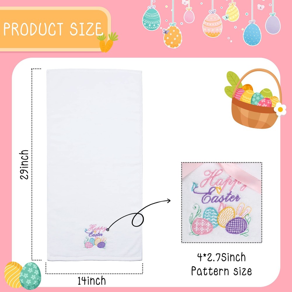 NEWLIGHTURE Easter Hand Towels 100% Cotton Embroidered Small, Easter.egg