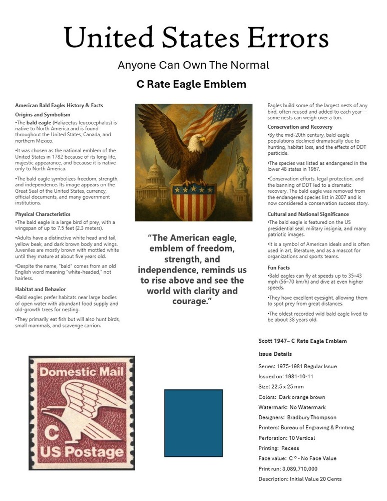 Centsational Custom Presentation Panel For Error SN 1947 - 8.5” X 11”