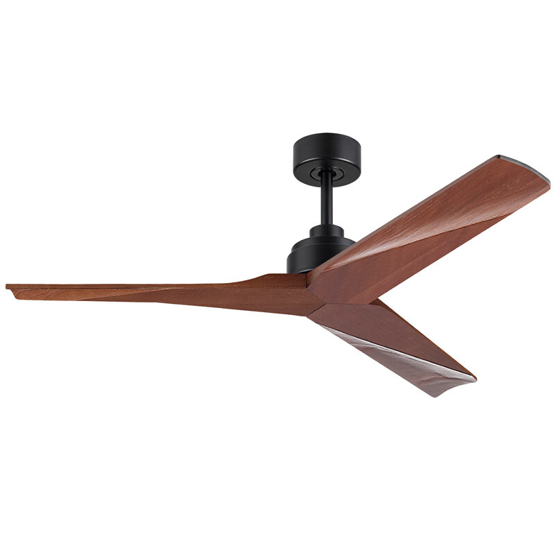 52" Lowe Profile Ceiling Fan No Light Solid Wood Blades Reversible Remote Indoor