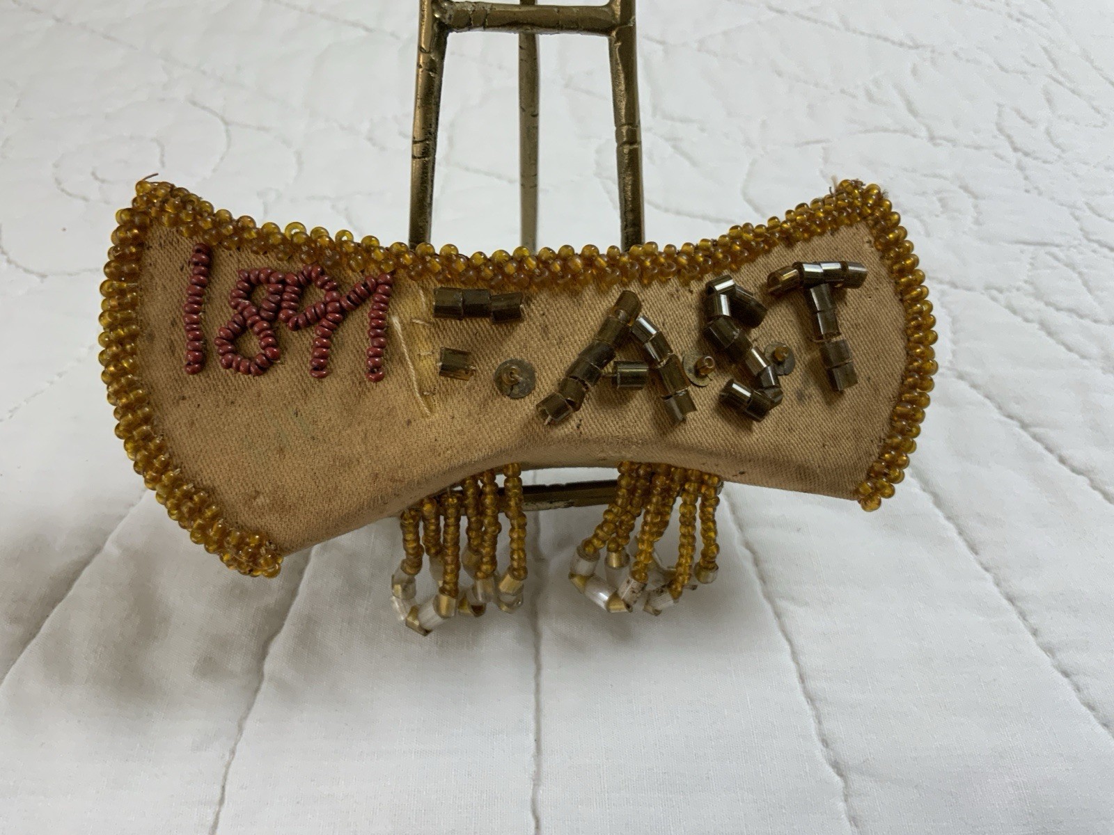 Vintage Antique Beaded Whimsy, Canoe, Iroquois, 1897, Hand Made, Boat