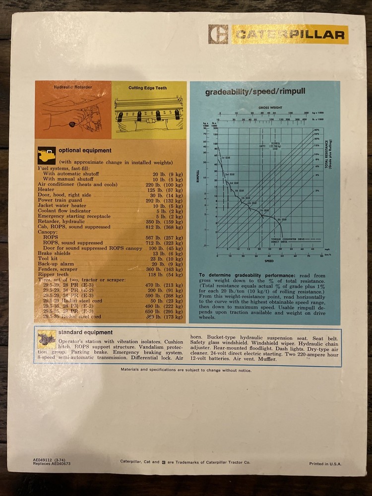 Caterpillar 623B Brochure ‘74