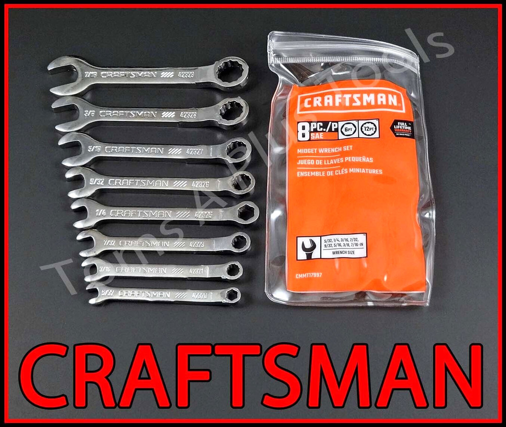 CRAFTSMAN TOOLS 8pc SAE Standard Midget Ignition Mini Combination Wrench set