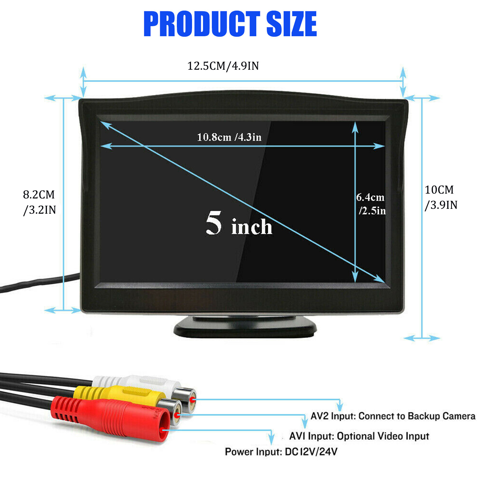5" Monitor Backup Camera Car Rear View Wireless HD Parking System Night Vision