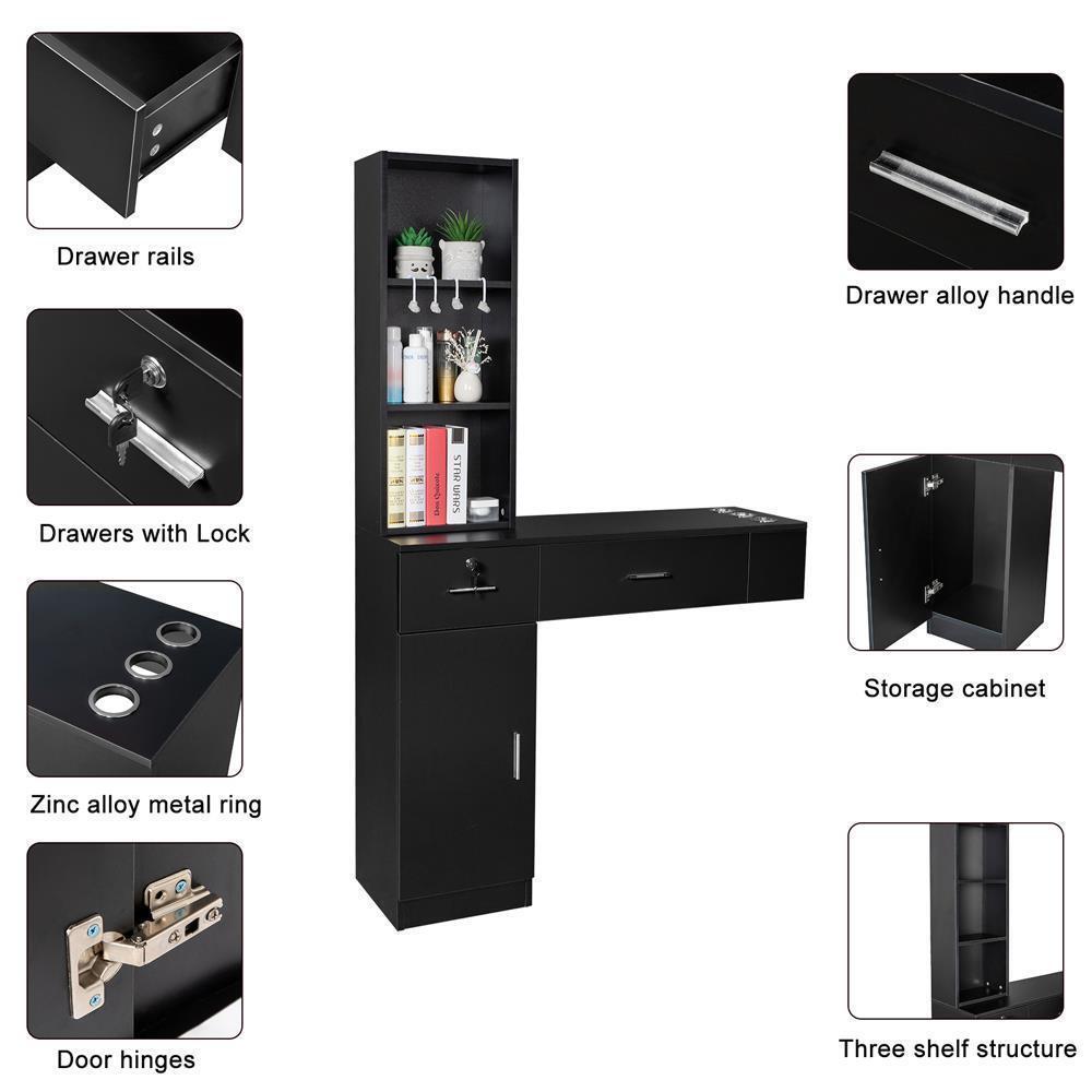 Barber Station, Wall Mount Salon Station for Hair Stylist Salon Spa Cabinets