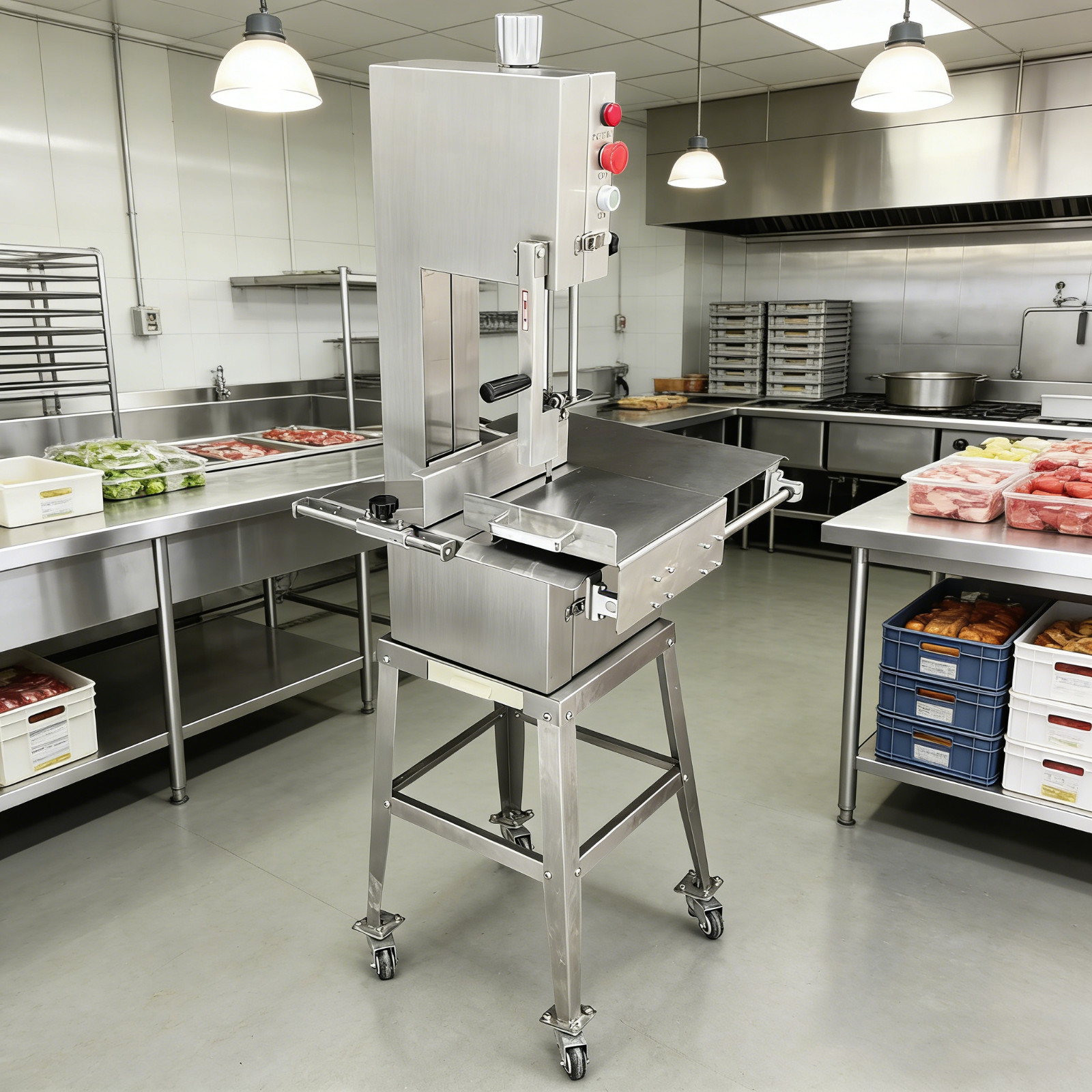 Electric Bone Saw Commercial Frozen Meat Cutter Stainless Steel Band Saw 110V