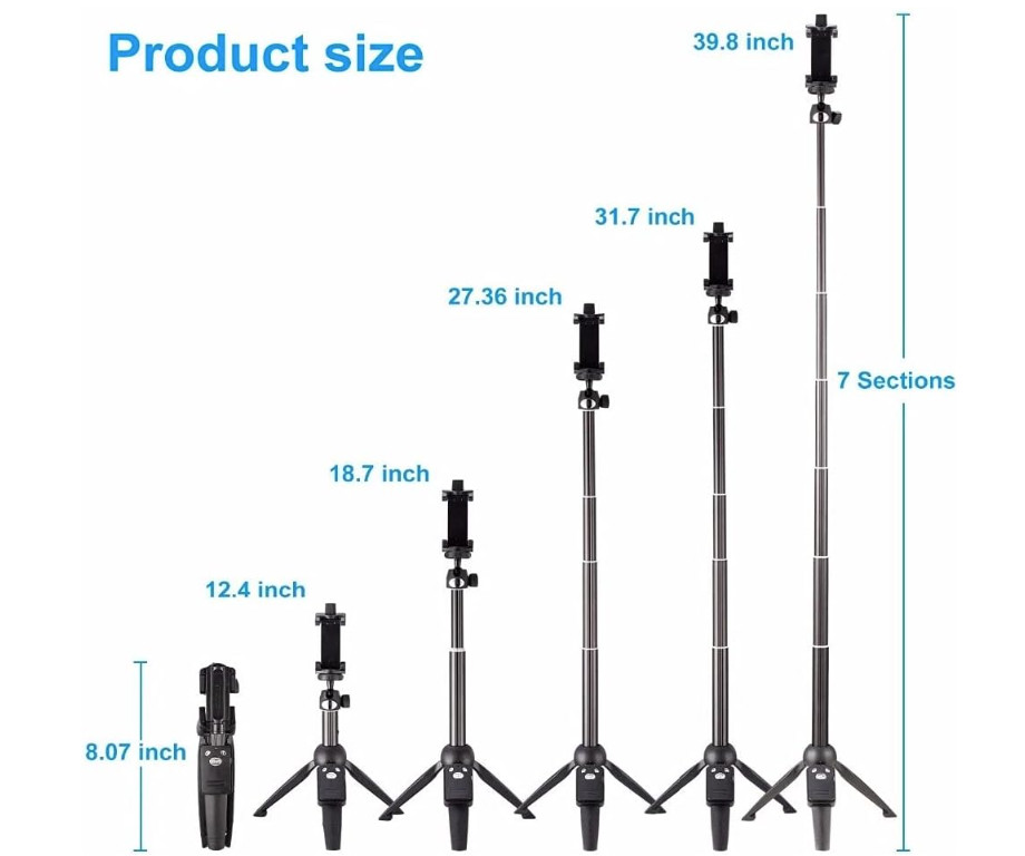 Tripod Monopod Selfie Stick, Long Extendable with Wireless Remote Shutter Contro