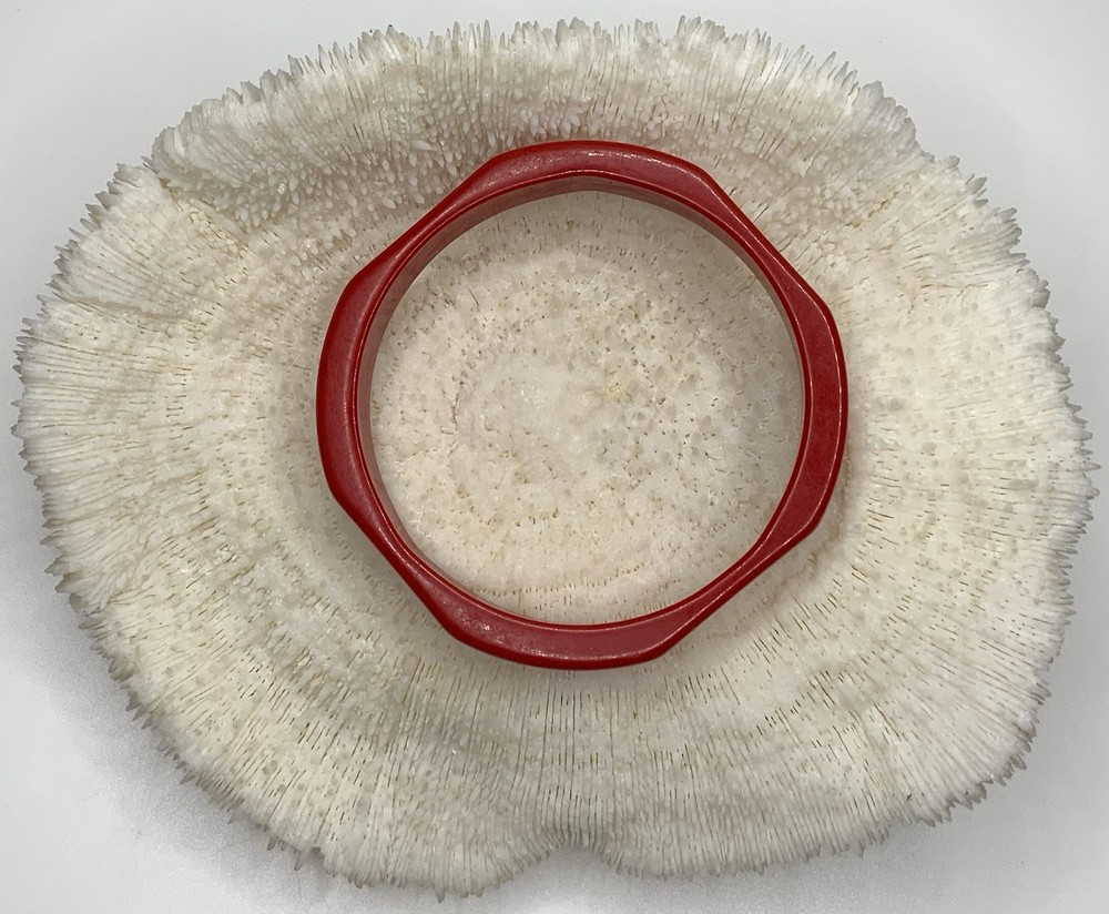 Vintage Deep Cherry Red Octagonal Bakelite Bangle Bracelet ~ Tested