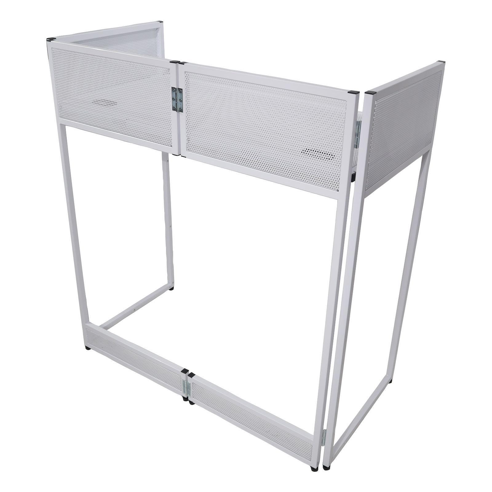 ProX XF-VISTA WH White Portable DJ Booth Facade Table Station w Scrim & Bag
