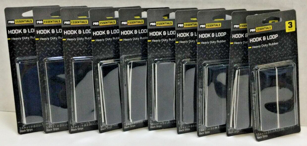 PRO ESSENTIALS Heavy Duty Hook & Loop Tape | Black | 30 Total Sets!