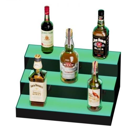 LED Lighted Liquor Bottle Display 3 Tiers 16 Inch Commercial Illuminated