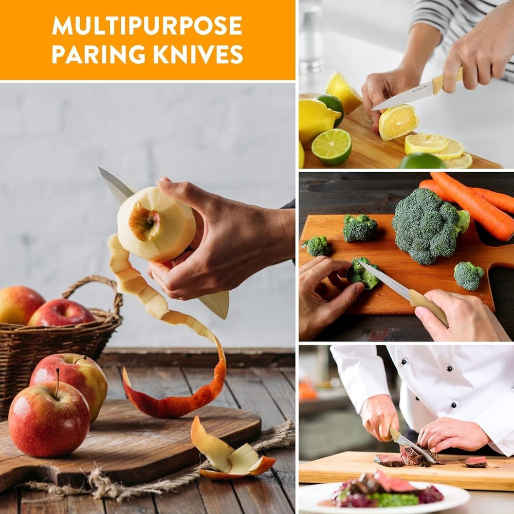 Lightweight 3-Piece Sharp Paring Knife Set - Perfect for Fruit & Vegetable Prep