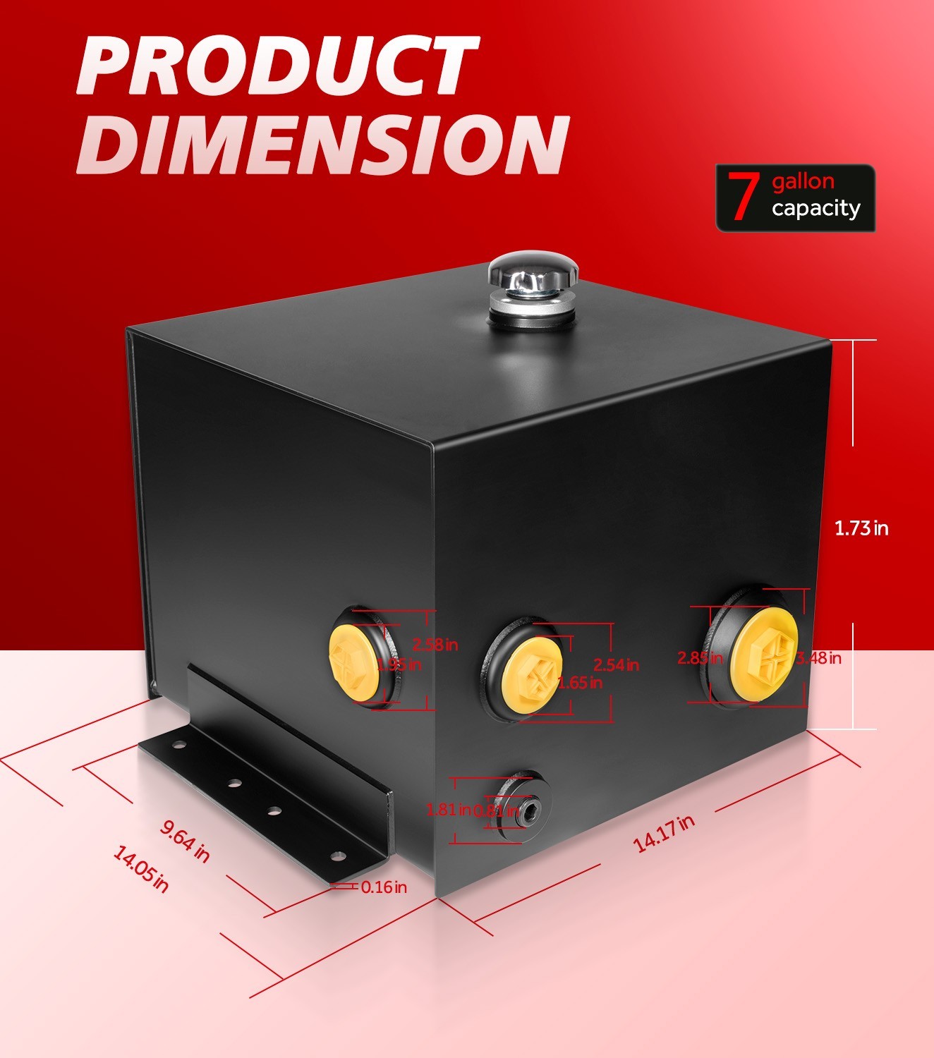 7-Gallon Hydraulic Fluid Reservoir Tank w/Temp Gauge, Sight-Gauge & Breather