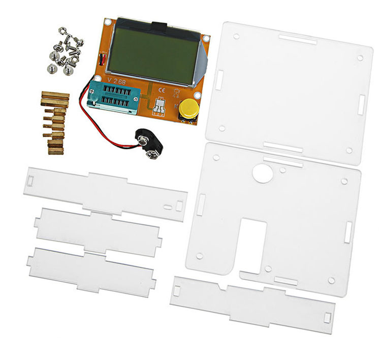 LCR-T4 Mega428 Backlit Component Tester ESR Meter Kit LCD Display With Case
