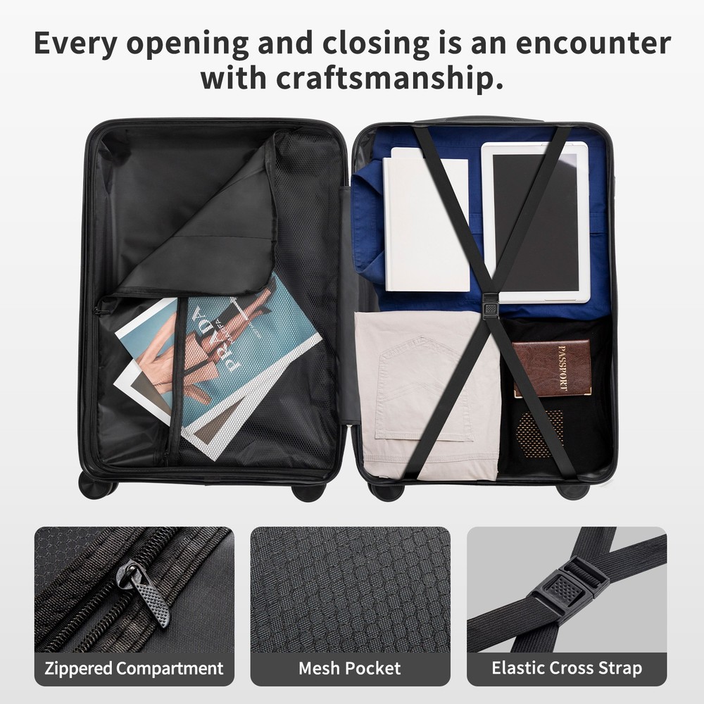 24in Dark Gray PP Suitcase with Non-TSA Lock