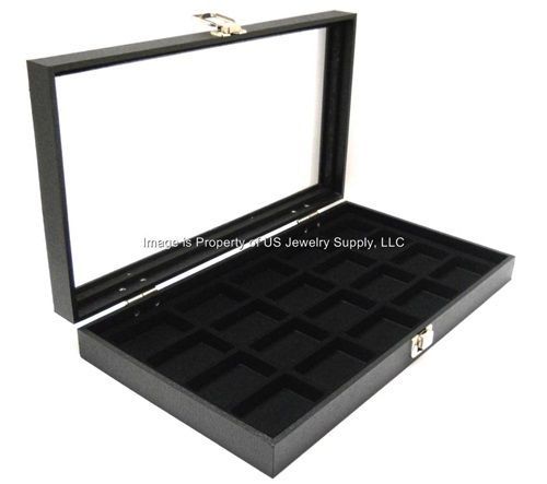 1 Glass Top Black Collectibles Lighter Collectors Display Box Case