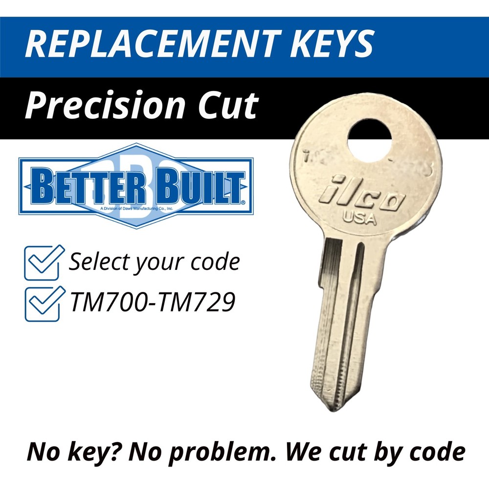 Better Built Tool Box Keys Cut to Code TM700-TM729 Replacement Lock Key