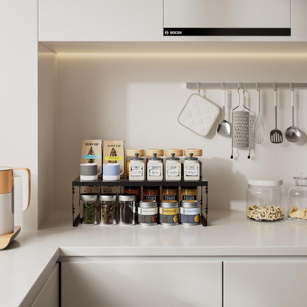 Asiingkel Stackable Expandable Metal Shelf Organizer - Adjustable Wire Storage R