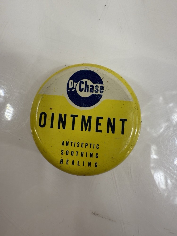 vintage tin Dr. Chase Ointment Yellow Storage Container