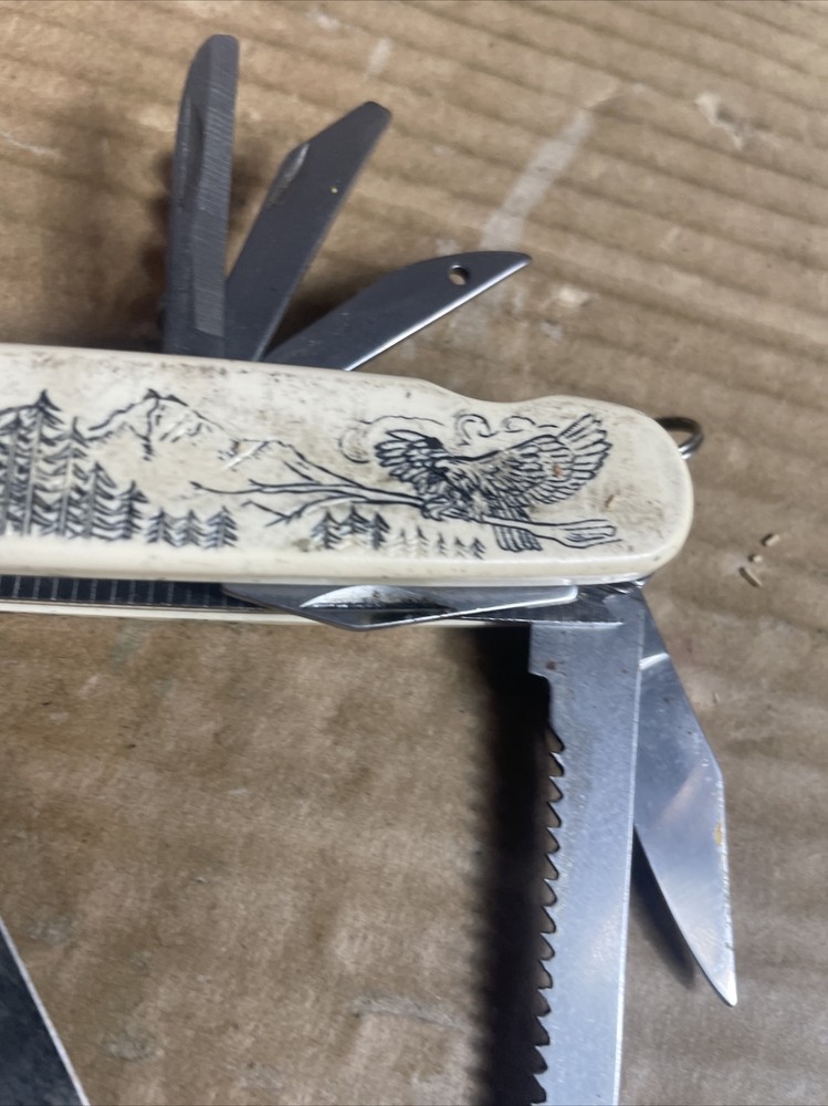 Vtg American Eagle 200th Anniversary Folding Pocket Knife 11 Function Multi Tool