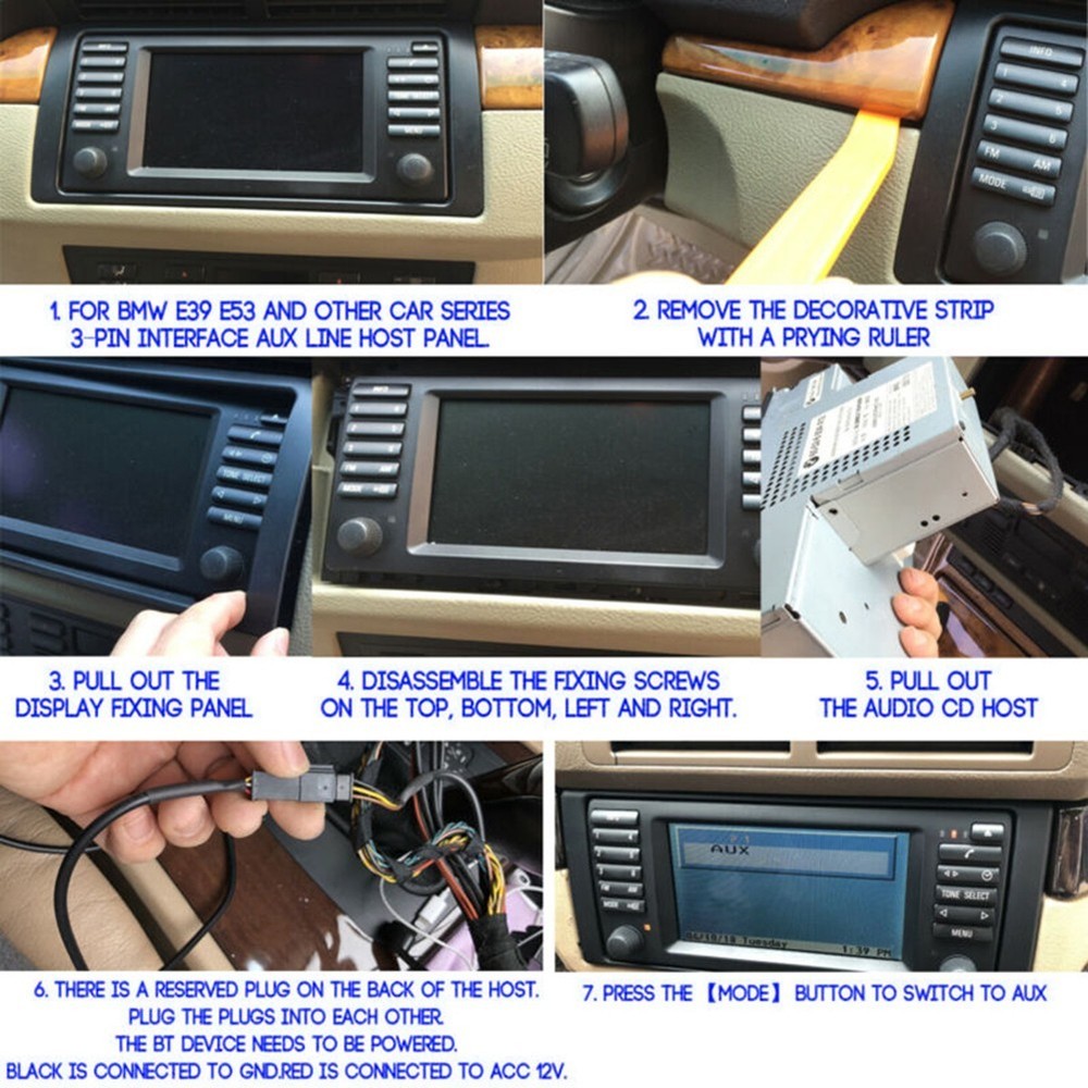 12V Car Audio HIFI Cable Adapter With Microphone For E54 E39 E46