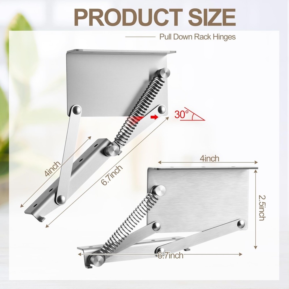 2 Pcs Pull Down Rack Hinges Under Cabinet Hinges for Spice Knife Coffee Pod S...