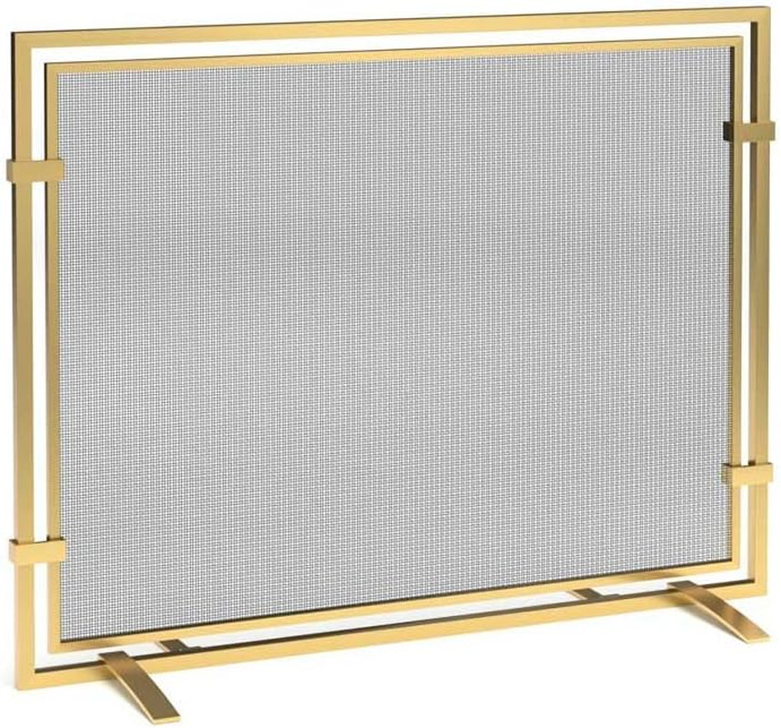 Elegant Brass Fireplace Screen - Sinclair Burnished Single Panel Design