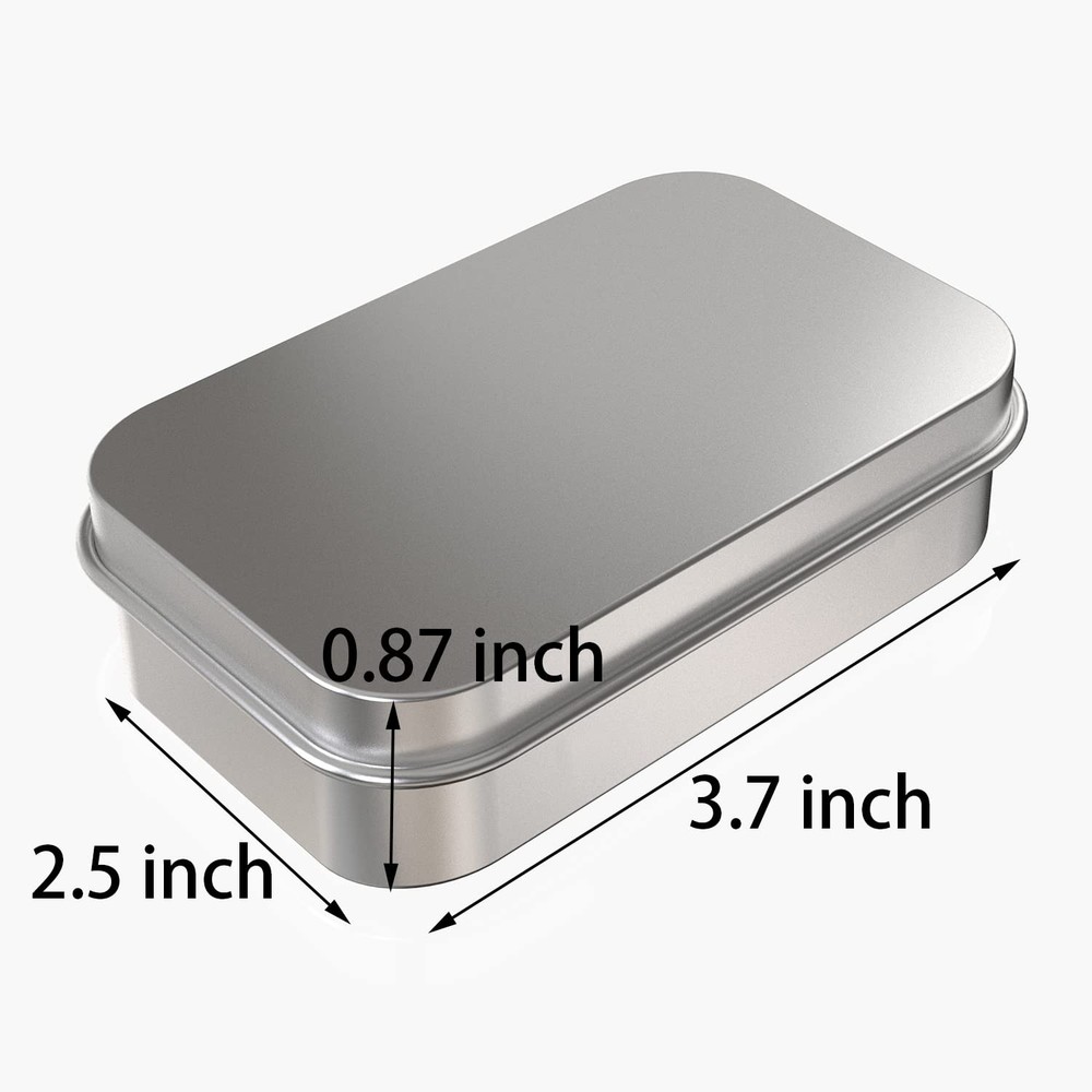 2 Pcs Metal Hinged Tin Box Container Mini Portable Small Storage Container Kit