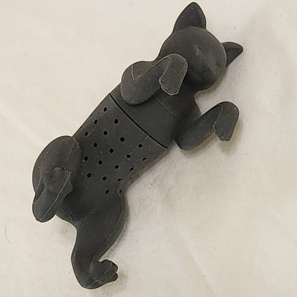 Tea Infuser Gray Cat Reusable Silicone Strainer Filter Leaf Spice 4" -K