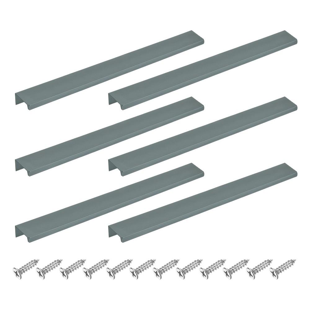Cabinet Edge Finger Pull, 6pcs 300mm / 11.81" Hidden Cabinet Pulls, Gray