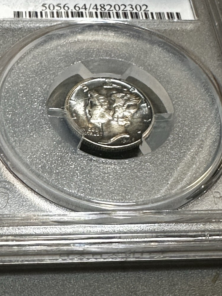 1945 SILVER MERCURY DIME PCGS MS 64 Toned