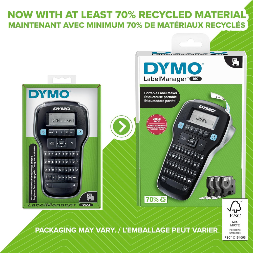 Labelmanager 160 Portable Label Maker Bundle, Easy-To-Use, One-Touch Smart Keys,
