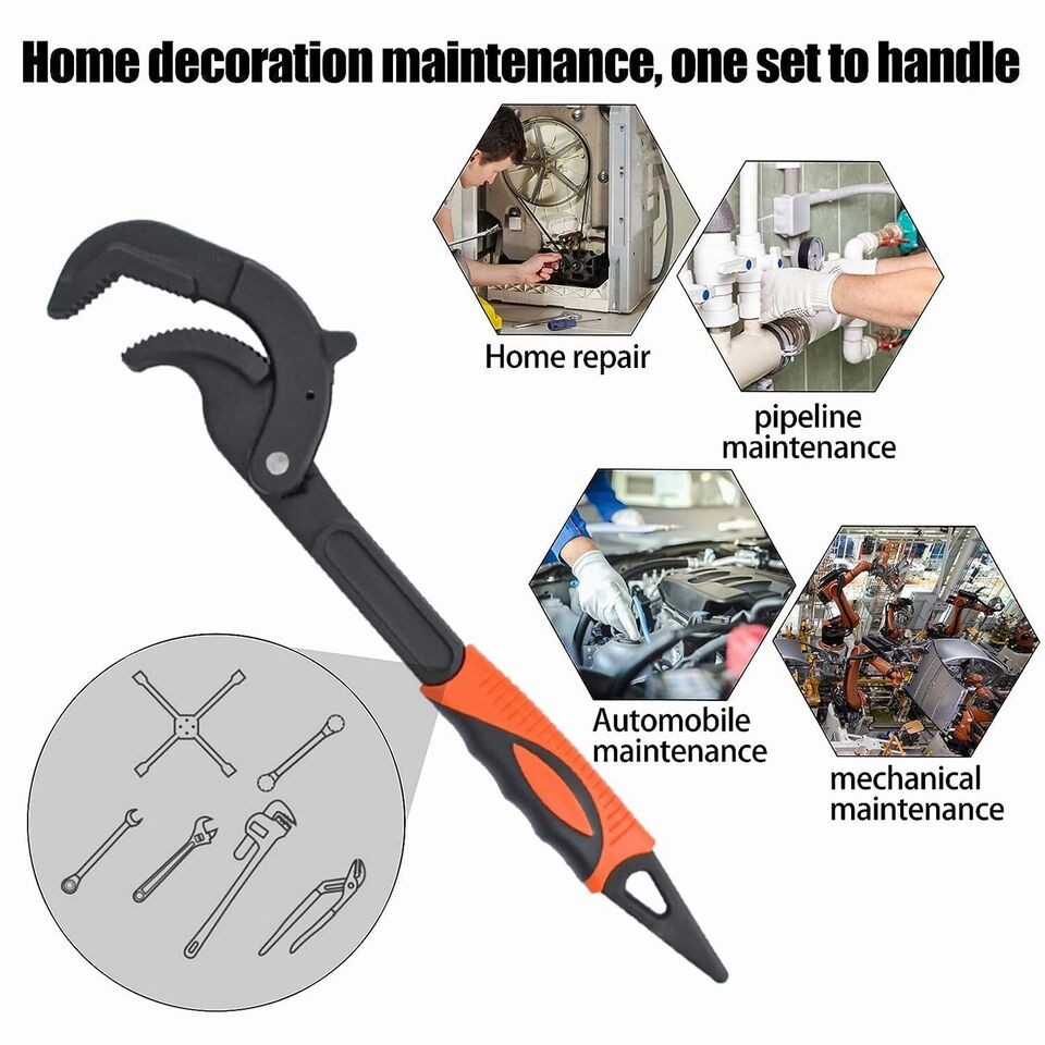 4 Pcs Multi-function Universal Wrench Set Self Adjusting, Pipe Wrench