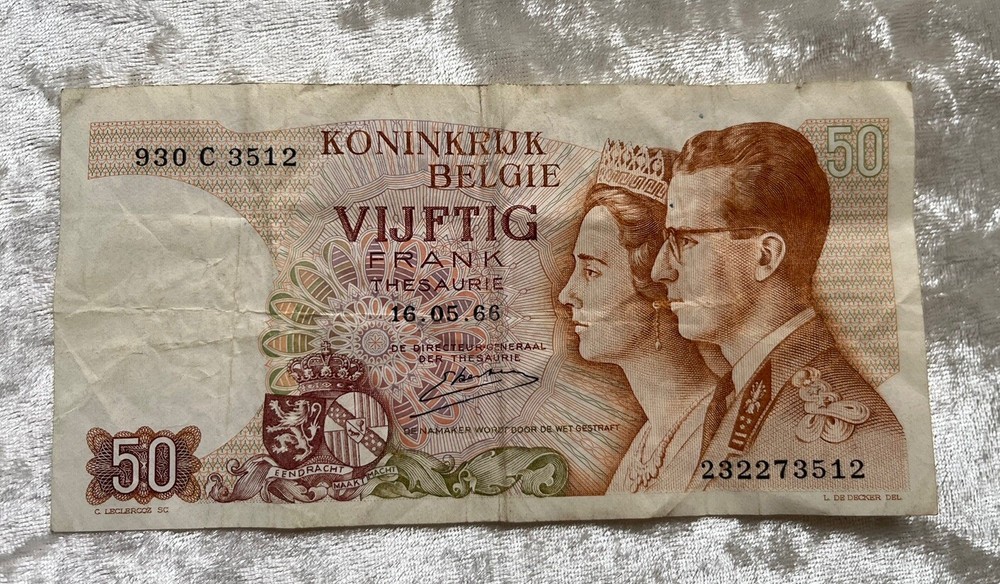 1966 Belgium 50 Francs bank note