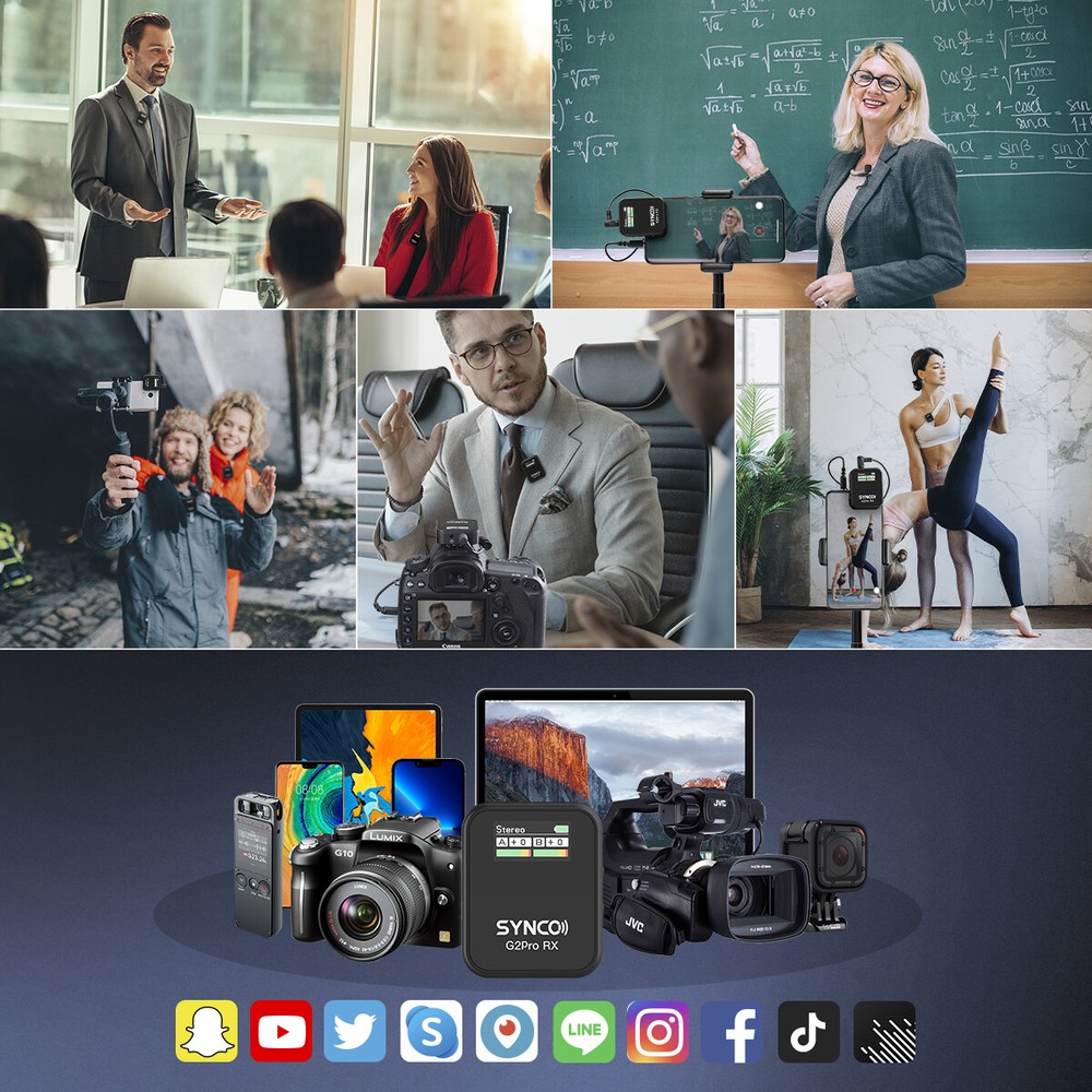 SYNCO G2(A2) Pro 2.4G Wireless Lavalier Microphone With Charging Case for Camera