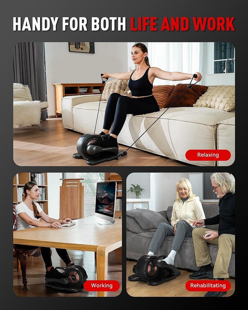 HARISON Under Desk Elliptical Machine with Multi-Functional LCD Display