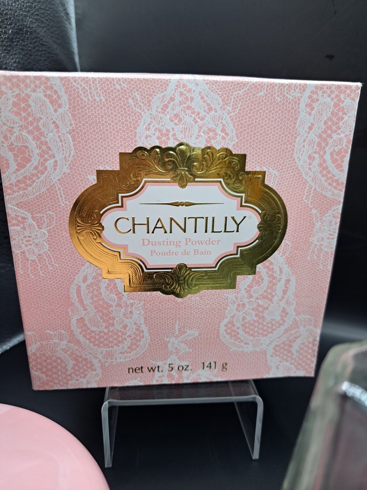 Vintage Chantilly Dusting Powder Box Solid Pink Plastic Case Empty