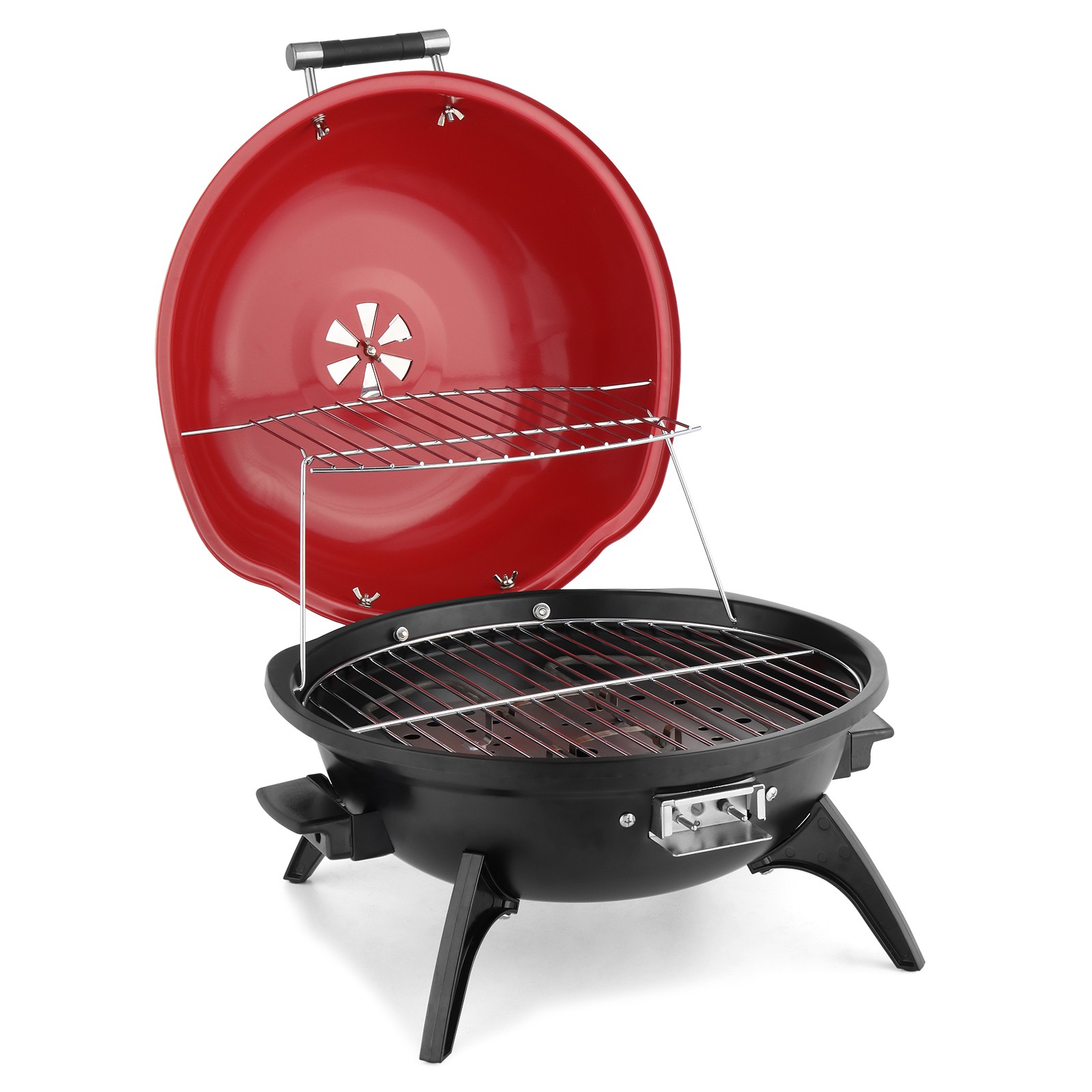Electric BBQ Grill Red 1600W In/Outdoor Garden Party with Double Layer Design