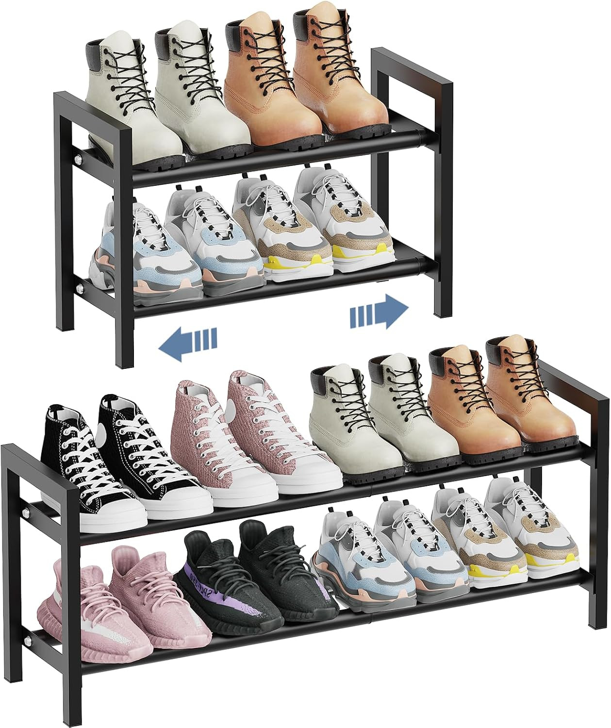 Mavivegue Expandable Shoe Rack, 2-Tier Adjustable Shoe Organizer, Shoe Shelf